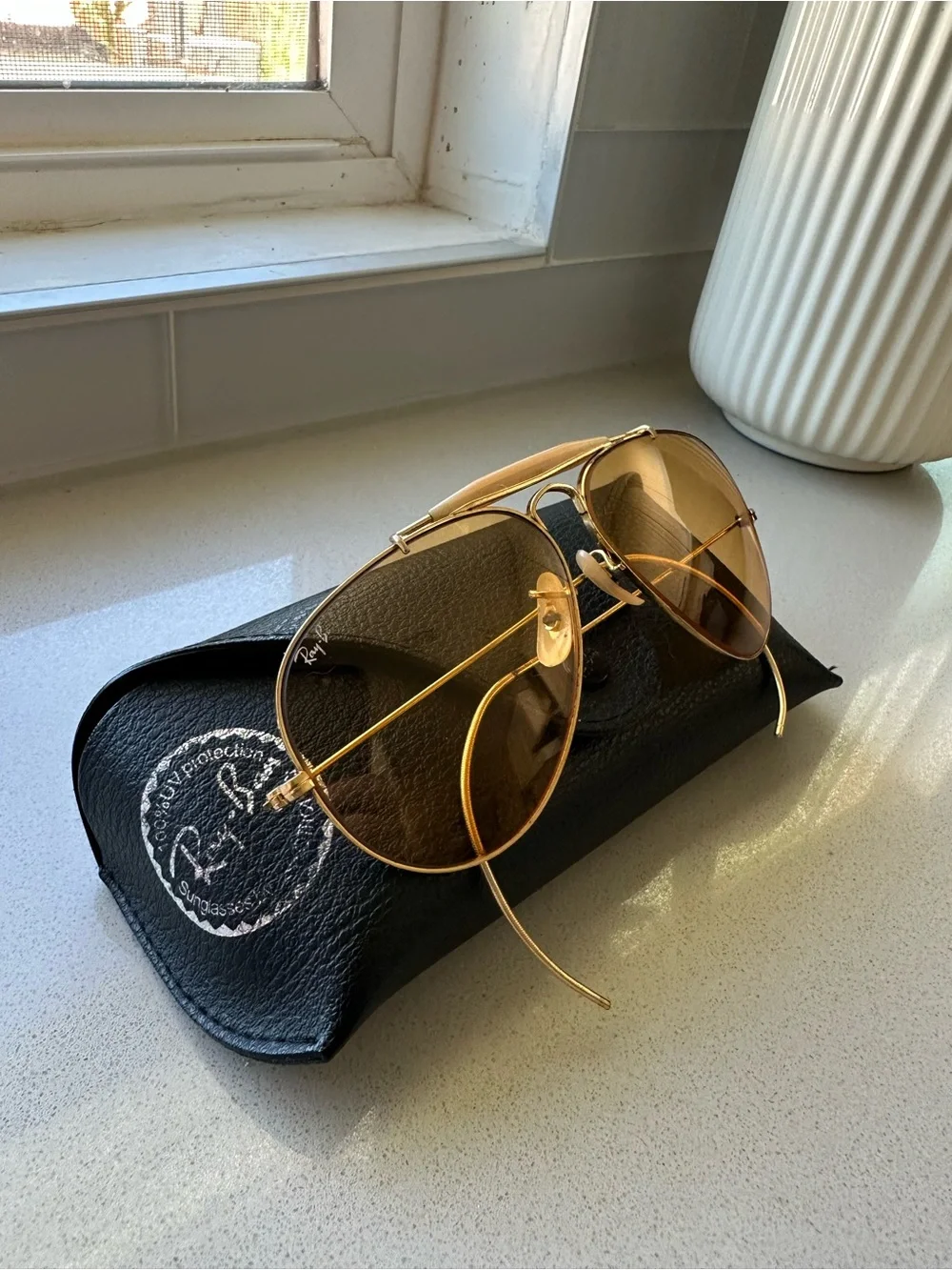 Bausch and Lomb Vintage Ray-Ban Gold Aviator Sunglasses